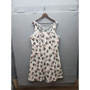 Torrid Womens White Sleeveless Skull & Rose Print Dress With Crisscross Back Siz